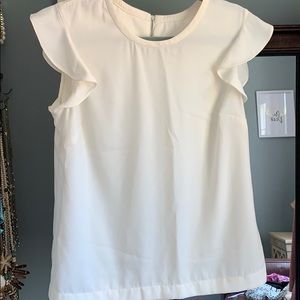 J Crew ivory flutter sleeve top-size 8